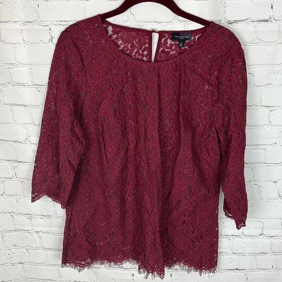 The Limited Maroon Lace Layering Blouse Size Medium - Picture 1 of 8